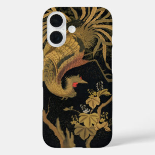 Vintage Japanese Phoenix Gold Black Bird iPhone 16 Case