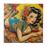 Vintage Japanese Pin Up Ceramic Tile<br><div class="desc">Vintage Japanese Pin Up</div>