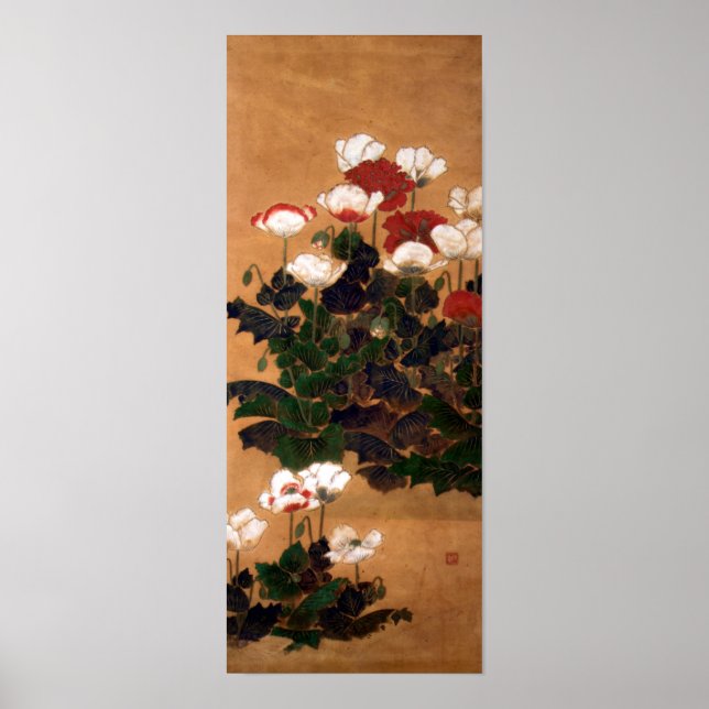 Vintage Japanese Poppies Poster (Front)