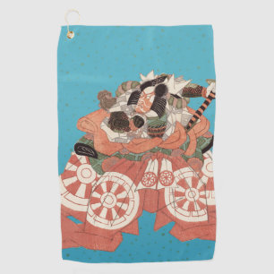 Vintage Japanese Portrait - Warrior with Sword Golf Towel