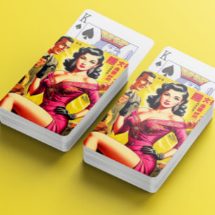 Vintage Japanese Pulp Woman Playing Cards