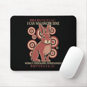 Vintage Japanese Rabbit Dining Video Meme Eclectic Mouse Pad