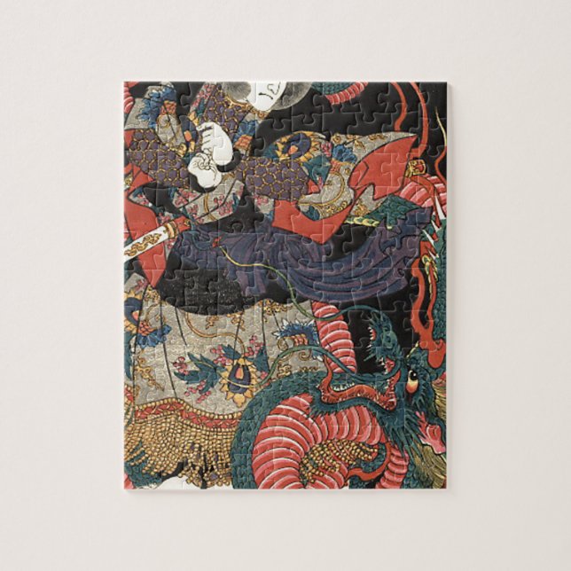 Vintage Japanese Red Dragon Jigsaw Puzzle (Vertical)