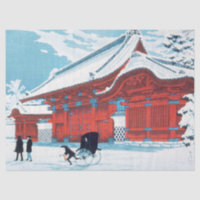 Vintage Japanese Red Gate in Winter Snow Art