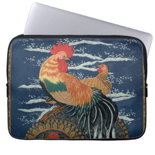Vintage Japanese Rooster Hen Dragon Art Laptop Sleeve
