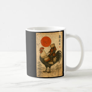 Vintage Japanese Samurai Capybara Rooster Chicken Coffee Mug