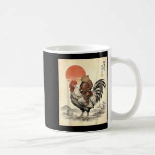 Vintage Japanese Samurai Capybara Rooster Chicken Coffee Mug