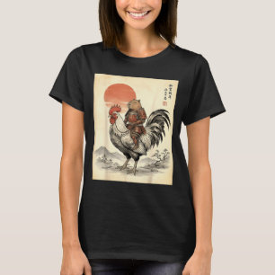 Vintage Japanese Samurai Capybara Rooster Chicken T-Shirt