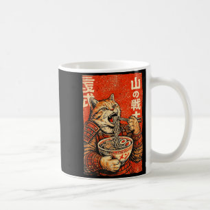 Vintage Japanese Samurai Cat Ramen Ukiyo-E Graphic Coffee Mug