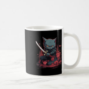 Vintage Japanese Samurai Ninja Cat Tattoo Kawaii  Coffee Mug