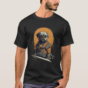 Vintage Japanese Samurai Puggle dog T-Shirt