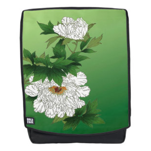 Vintage Japanese Sketch of Large White Peony Backpack
