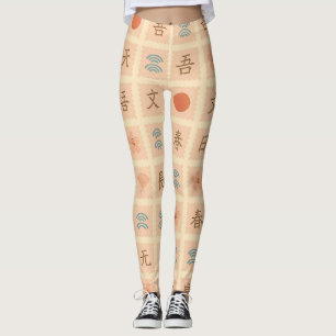 Vintage Japanese Stamp Pattern  Leggings