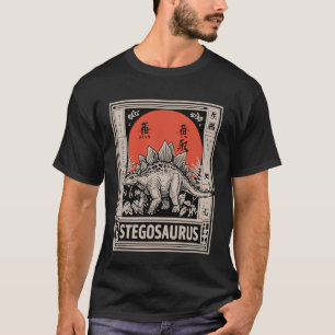 Vintage Japanese Stegosaurus Retro Dinosaur Style T-Shirt