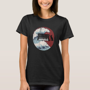 Vintage Japanese Synth Retro Synthesizer Black Cat T-Shirt