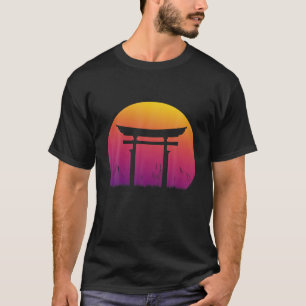 Vintage Japanese Temple Retro Ancient Shrine Sunse T-Shirt