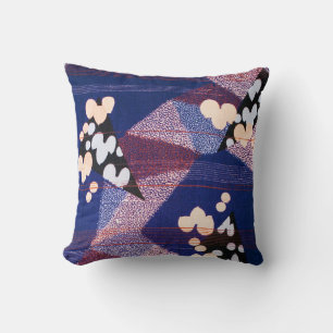 Vintage Japanese Textile, Leaf Pattern Cushion