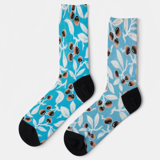 Vintage Japanese Textile, Nuts Pattern Socks (Left)