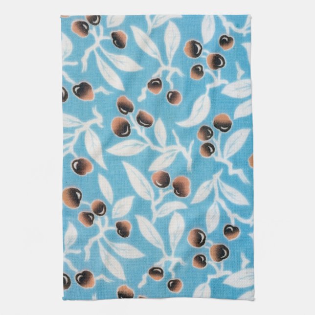 Vintage Japanese Textile, Nuts Pattern Tea Towel (Vertical)