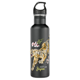 Vintage Japanese Tiger Asian Flowers Tattoo Art Te 710 Ml Water Bottle