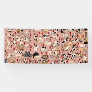 Vintage Japanese Ukiyo-e Cat Pattern: Kuniyoshi Banner