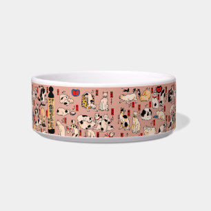 Vintage Japanese Ukiyo-e Cat Pattern: Kuniyoshi Bowl
