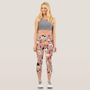 Vintage Japanese Ukiyo-e Cat Pattern: Kuniyoshi Capri Leggings