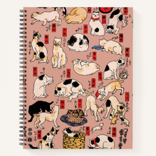 Vintage Japanese Ukiyo-e Cat Pattern: Kuniyoshi Notebook