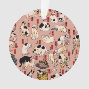Vintage Japanese Ukiyo-e Cat Pattern: Kuniyoshi Ornament