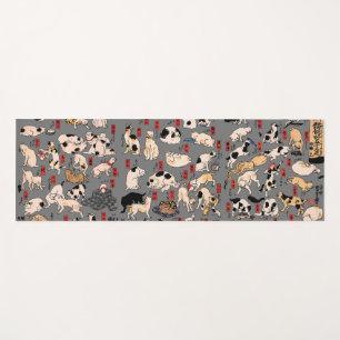 Vintage Japanese Ukiyo-e Cat Pattern: Kuniyoshi Yoga Mat