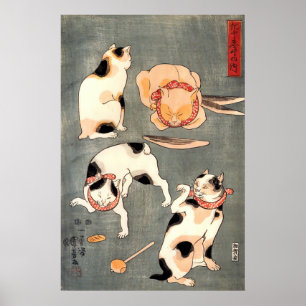 Vintage Japanese Ukiyo-e Cats by Utagawa Kuniyoshi Poster