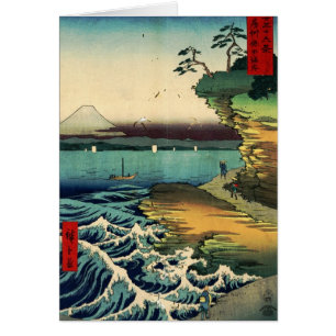 Vintage Japanese Ukiyo-e Mt. Fuji 房州保田ノ海岸