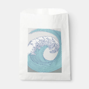 Vintage Japanese Ukiyo-e Surf Wave Art Blue Coast Favour Bag