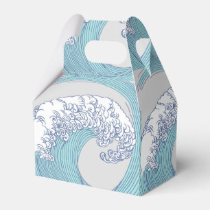 Vintage Japanese Ukiyo-e Surf Wave Art Blue Coast Favour Box