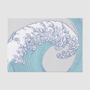 Vintage Japanese Ukiyo-e Surf Wave Art Blue Coast  Tissue Paper