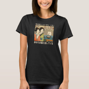 Vintage Japanese Ukiyo e Woman Yelling at Cat Meme T-Shirt