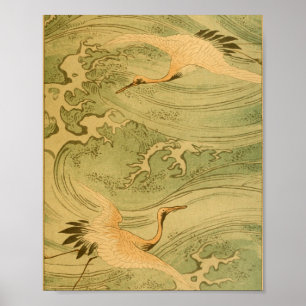 Vintage Japanese Wall Art Cranes