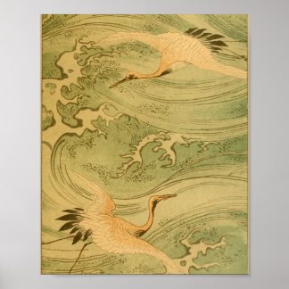Vintage Japanese Wall Art Cranes