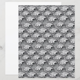 Vintage Japanese Waves, Black and White