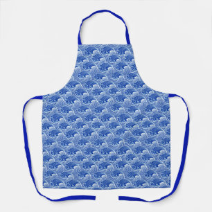 Vintage Japanese Waves, Cobalt Blue and White  Apr Apron