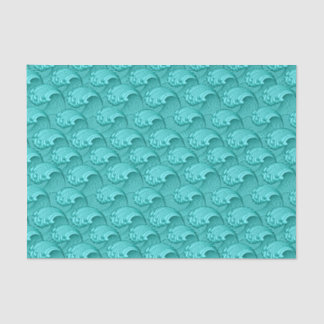 Vintage Japanese Waves, Turquoise and Aqua Tissue Paper