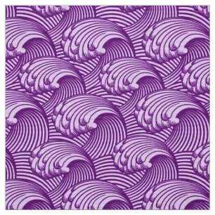 Vintage Japanese Waves, Twilight Purple and Lilac Fabric