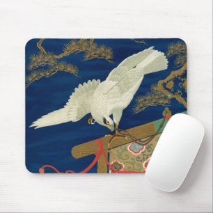 Vintage Japanese White Hawk Art G.A. Audsley Mouse Pad
