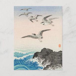 Vintage Japanese Woodblock Art Print Birds Postcard