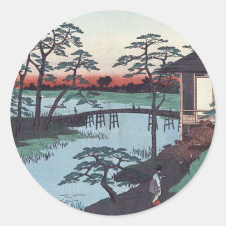 Vintage Japanese Woodblock Classic Round Sticker