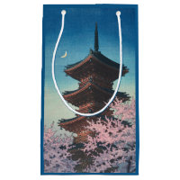 Vintage Japanese Woodblock Spring Evening Pagoda