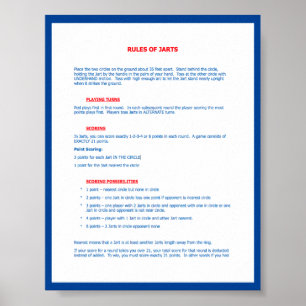 Vintage Jarts Rules on a Poster