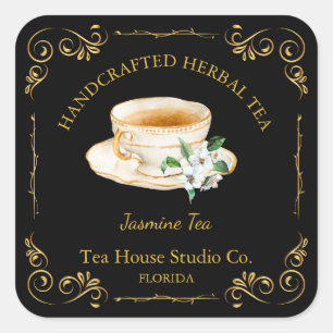 Vintage Jasmine Tea Square Label