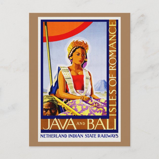 Vintage Java and Bali Indonesia by Railways Postcard (Front)