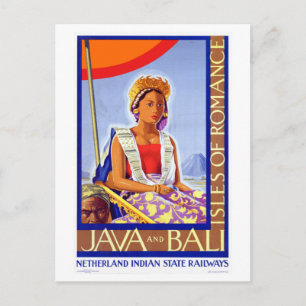 Vintage Java Bali Indonesia Travel Postcard
